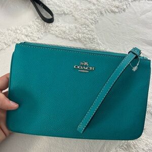 Coach Blue Leather Wristlet Clutch